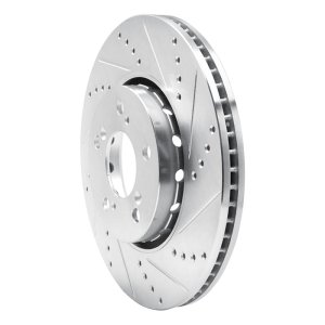 Acura RLX Brake Rotor (1) - Front Right - R1 Concepts - Drilled & Slotted - Silver - `14-`20